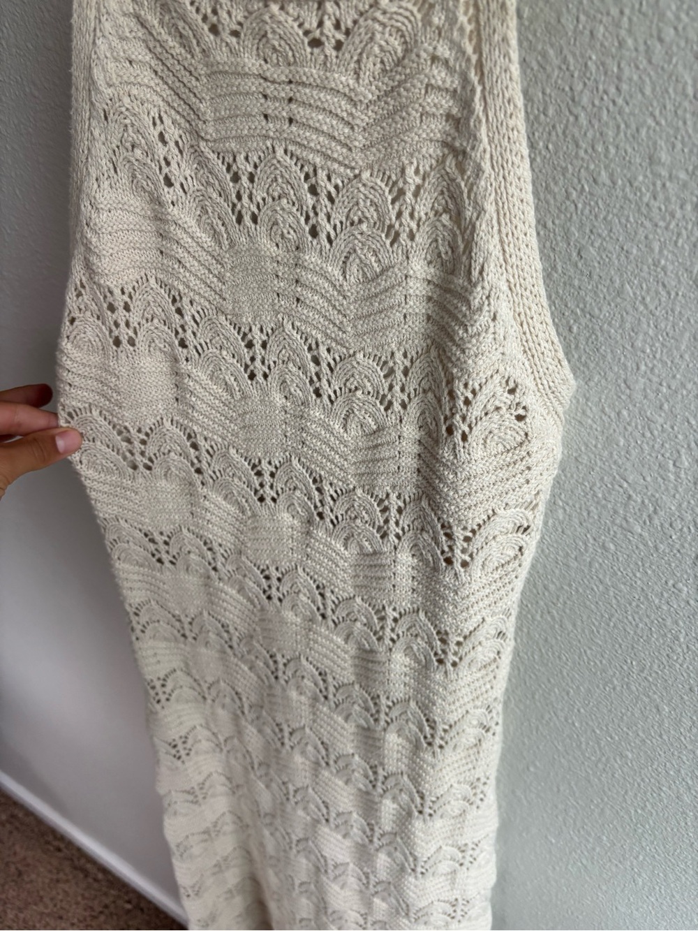 Boho Crochet Halter Maxi Dress in Cream - Picture 3 of 9